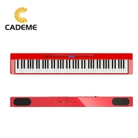 portable 88 weighted key red electronic keyboard beginner digital piano for adult child teach with black pedalbluetooth connect