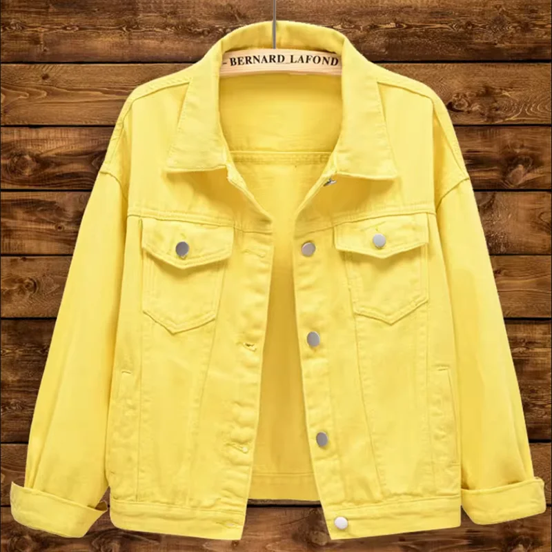 

Colorful Denim Jacket for Women, Loose Cardigan, Korean, Female Top Street Clothes, Short Outwear, New, Spring, Autumn, 2023