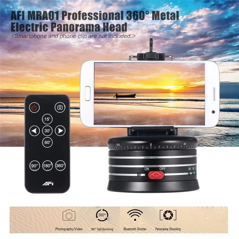 Адаптер для поворотного стола AFI MRA01, мини электрический панорамный вращающийся на 360 градусов Трипод с шаровой головкой для телефона, экшн-камеры GoPro Адаптер для поворотного стола AFI MRA01, мини электрический панорамный вращающийся на 360 градусов Трипод с шаровой головкой для телефона, экшн-камеры GoPro