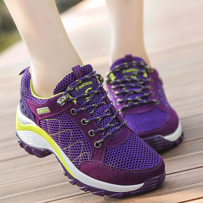 Womens Casual Sneakers Zapatillas Mujer Fashion Running Shoes Outdoor Sports Lace Up Platform Breathable Height Wedges Shoes