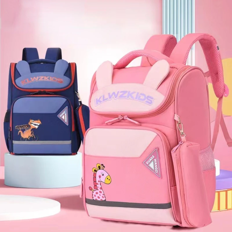 Grade 1-6 Primary Girl Boy Students Cartoon High-capacity Backpacks New Children Monster Cute Pen Bags All-match
