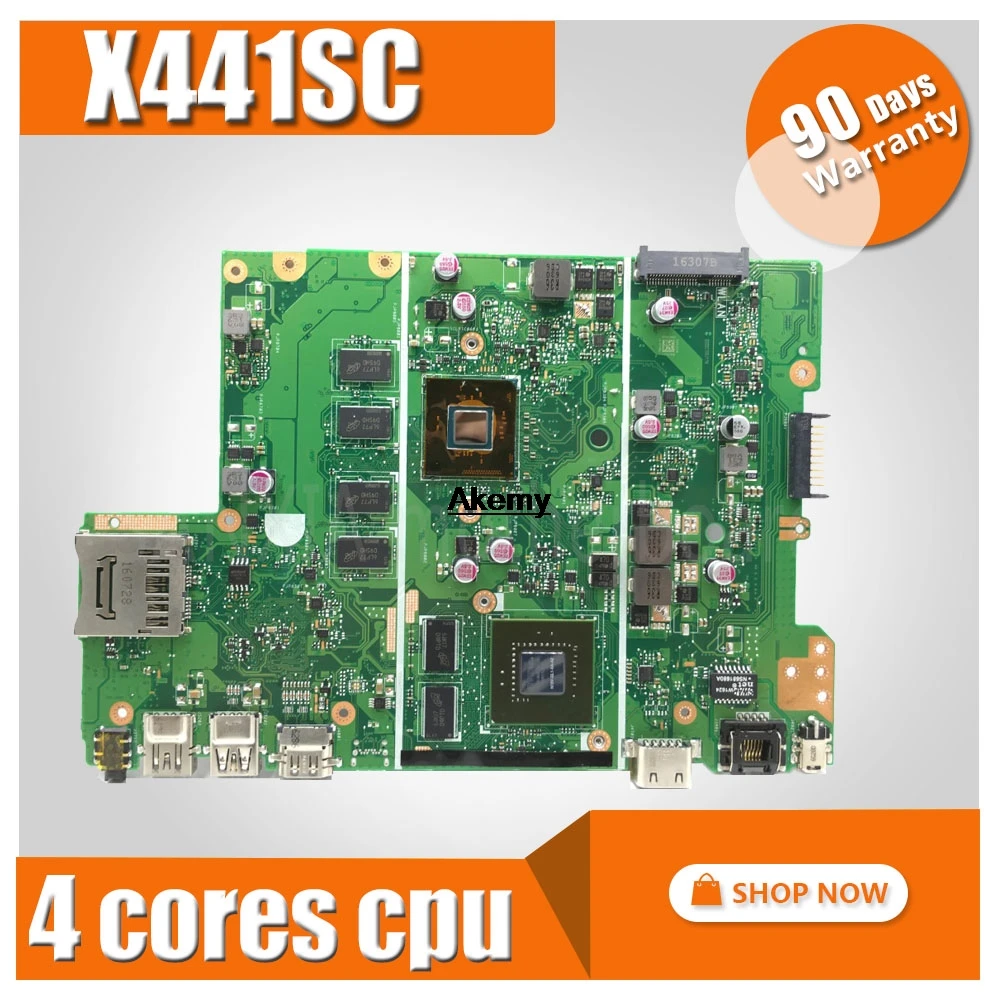 

Akemy X441SC Laptop motherboard For Asus X441S X441SA F441S A441S Mainboard Test work 100% N3160 CPU 4GB RAM