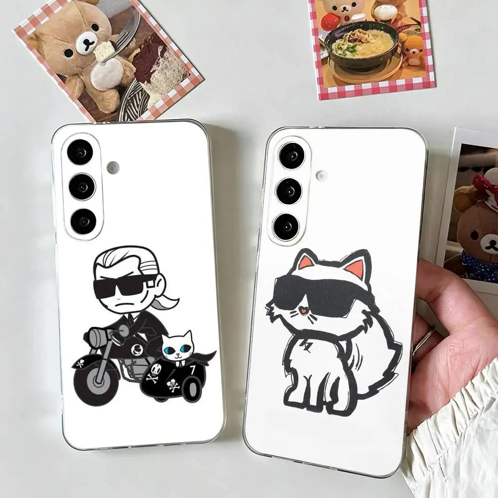 Фото Чехол для телефона K-Karls Lagerfelds Cat Gift для Samsung A10,12,20,21S,30,31,40,50,51,52,70,71, прозрачный №1