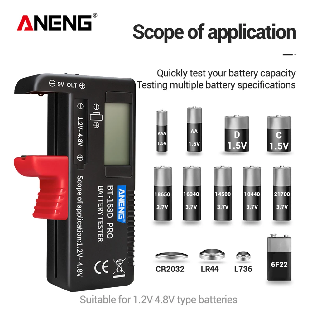 

Тестер аккумулятора ANENG BT-168 PRO, универсальный тестер емкости аккумулятора с цифровым дисплеем