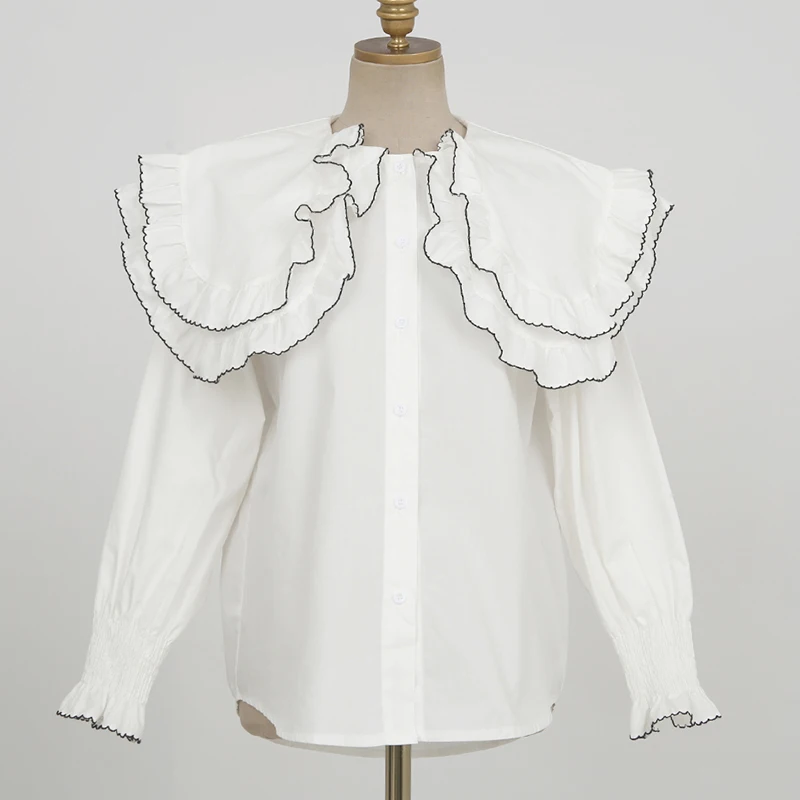 Блузка женская хлопковая с длинным рукавом на пуговицах | Женская одежда