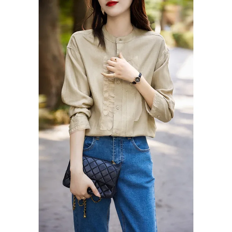 Элегантная универсальная женская рубашка с длинным рукавом 2024 весенний новый