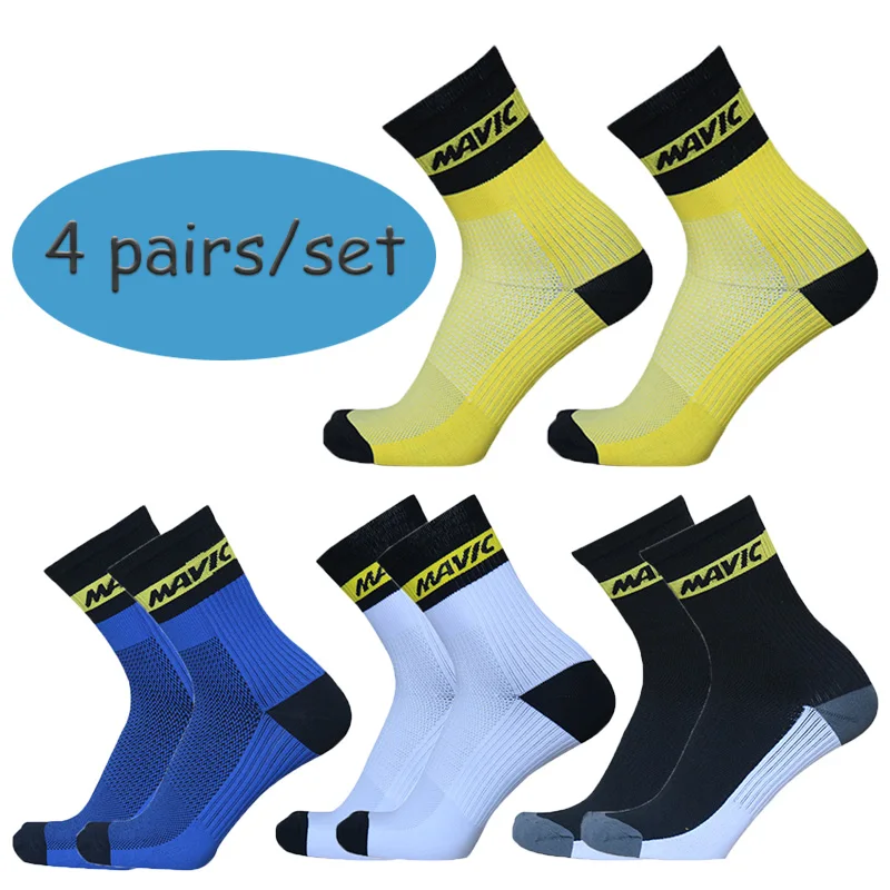 

4 Pairs/set Cycling Socks Pro Competition Road Bike Socks Outdoor Running Socks Comfortable Breathable Men Calcetines Ciclismo