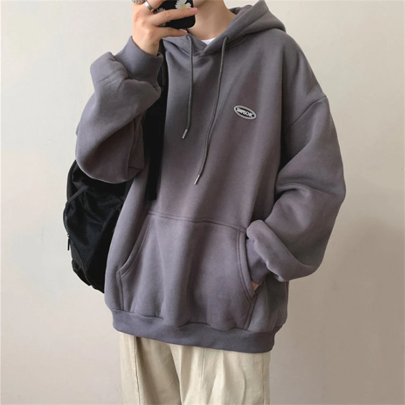 

Толстовка мужская однотонная с капюшоном, повседневный Свободный пуловер, свитшот, весна-лето 2022