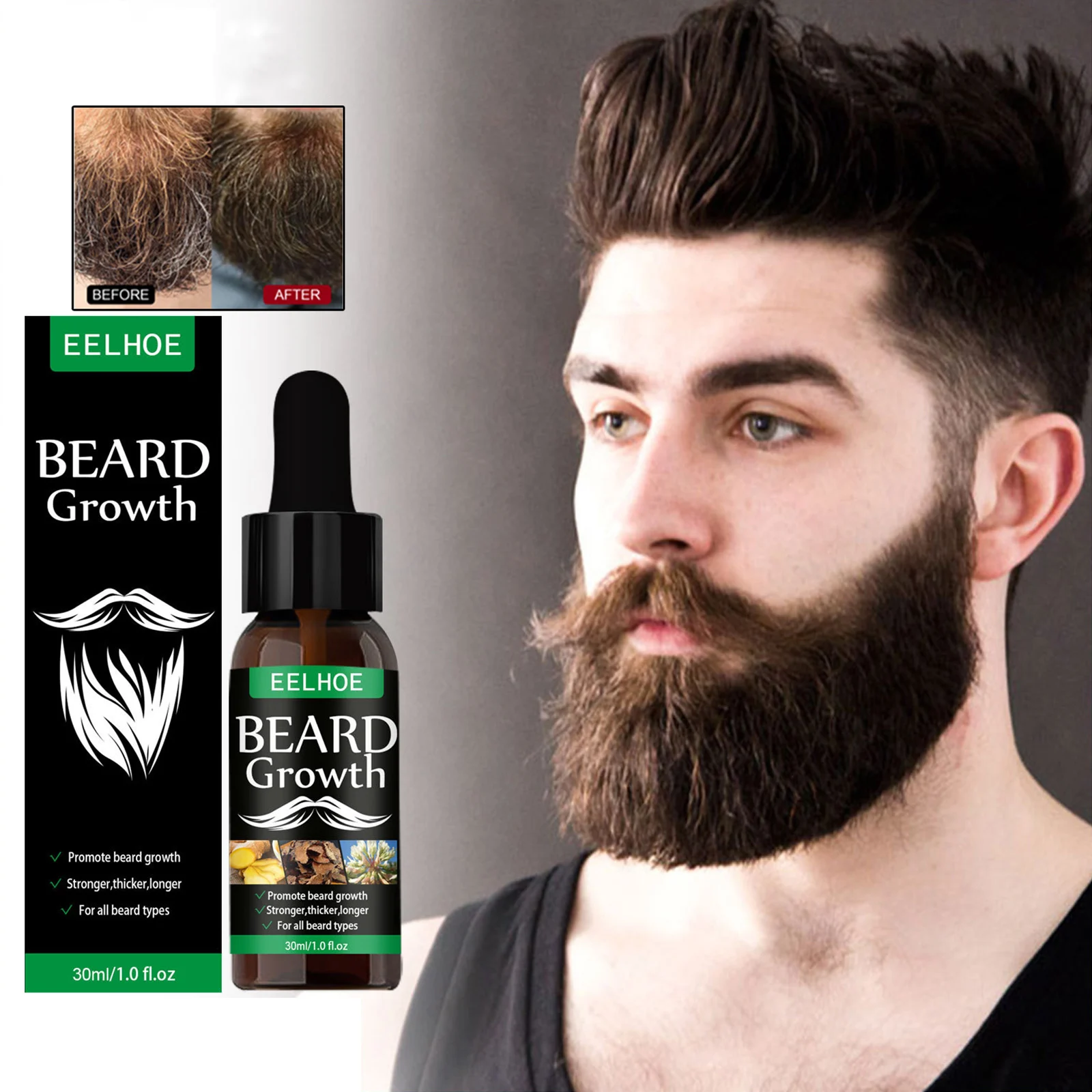 

30ml Beard Growth Oil Hair Beard Fast Growth Serum Anti Hair Loss Essence Spray Nourishing Moisturizing Beard Care Grooming Oil