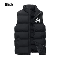 new autumn winter mens vest sleeveless stand collar thick down jacket 2022 fashion casual printing zipper pocket outwear