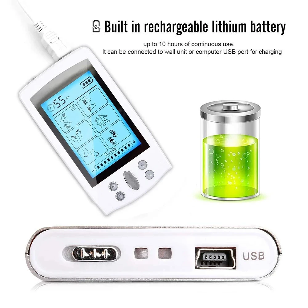 Eletric Muscle Stimulator TENS EMS Unit 16 Modes Digital Pulse Low Frequency Best Massager Pads Physiotherapy Back Accessories |