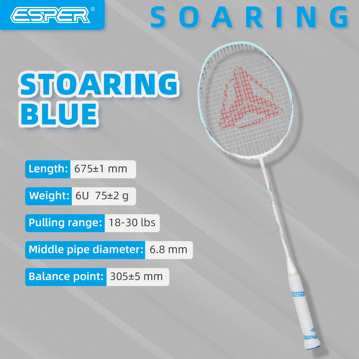Фото Ракетка для бадминтона Speed Explorer ESPER «soaring», сверхлегкая и быстрая 6U75g, цельноуглеродное волокно G6, струнная ракетка №5
