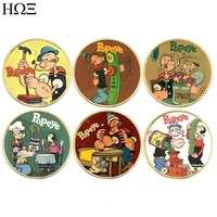 6pcsset popeye challenge coin american classic anime gold plated coin childhood memories memorial collectibles gift