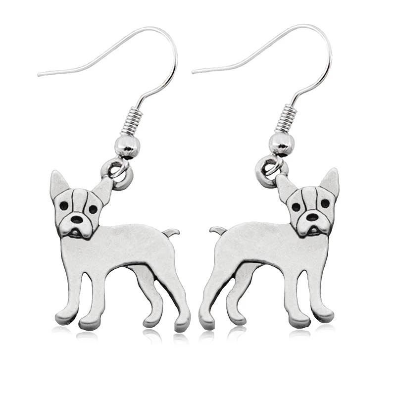 

Fei Ye Paws Cute Boston Terrier Dog Charm Drop Earrings For Women Boho Big Long Animal Dangle Earrings Girls Wholesale