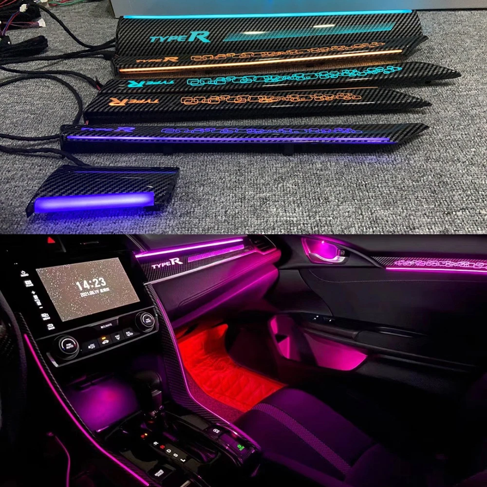 

2021 New 3D Flash Neon Light For Honda Civic 2016-2021 Atmosphere Light LED Footwell Central control lamp Full Car Ambient Lamp
