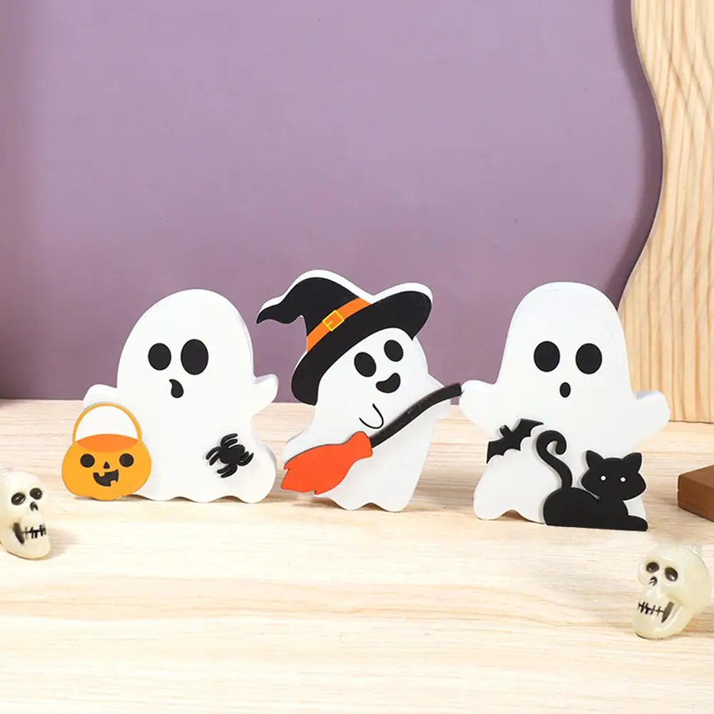 Деревянные украшения на Хэллоуин значок призрак черная кошка метла для дома
