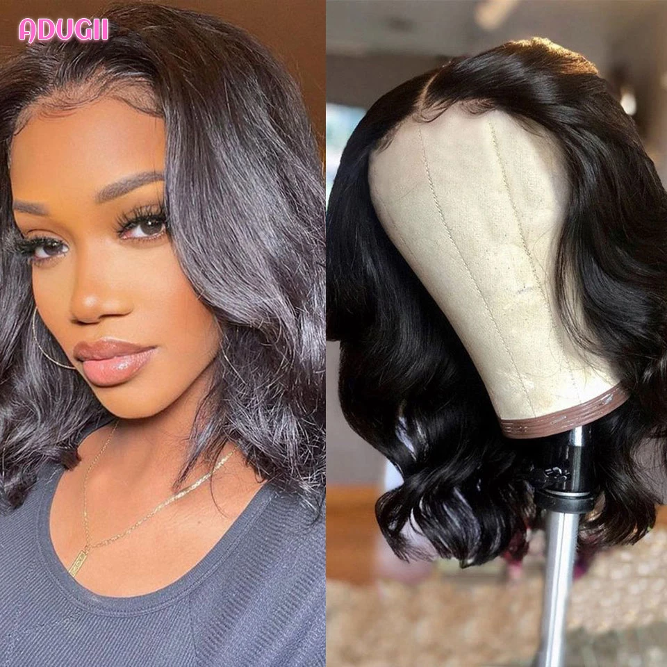 Body Wave Short Bob Lace Part Wig Salon Wig Brazilian Human Hair Wigs Middle Part Hair Line Wigs Short Bob Wavy