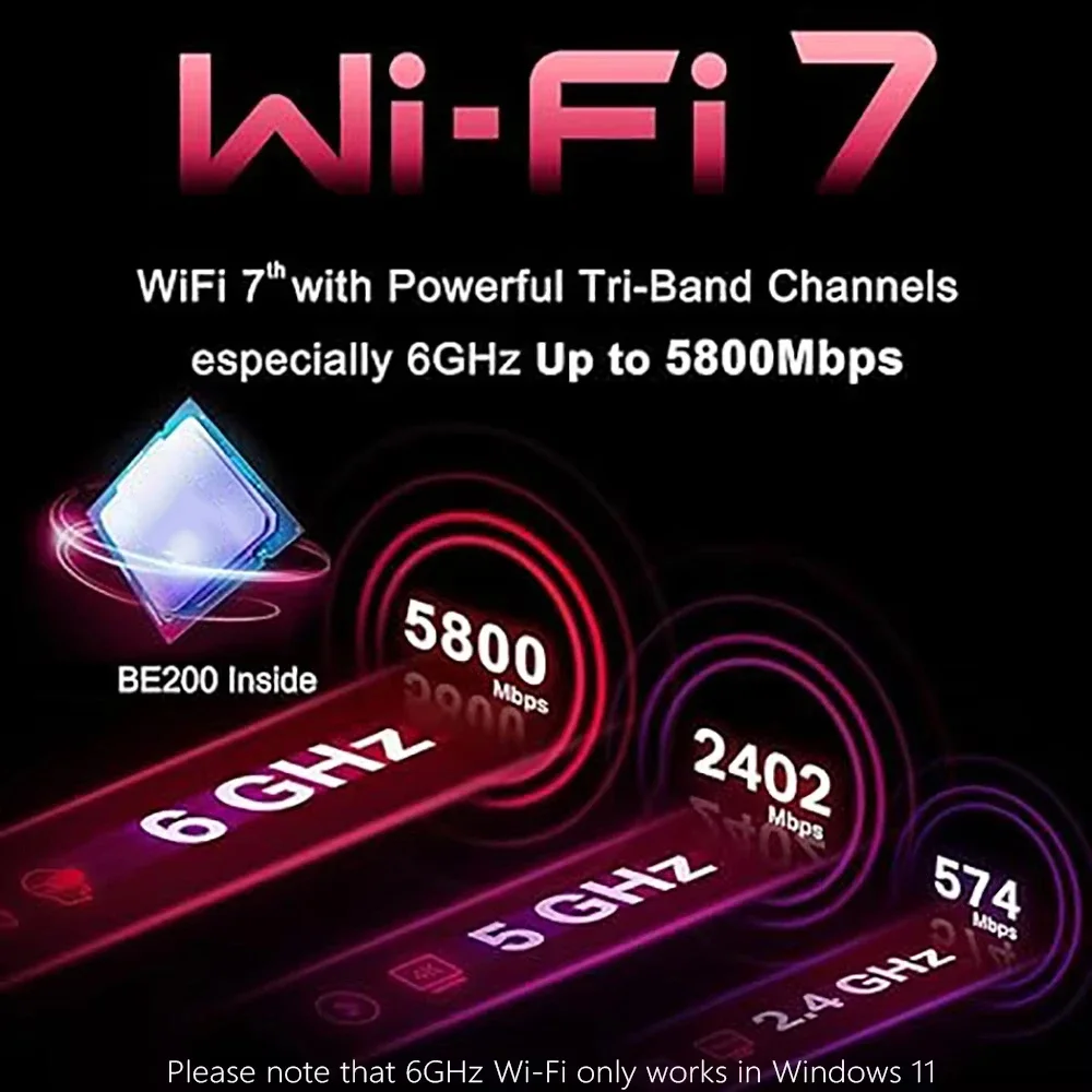 Фото Wi-Fi 7 BE200 Bluetooth5.4 Wi-Fi NGFF карта 8774 Мбит/с BE200NGW трехдиапазонный беспроводной сетевой адаптер 2,4/5/6 ГГц для ноутбука Win 10/11 №2