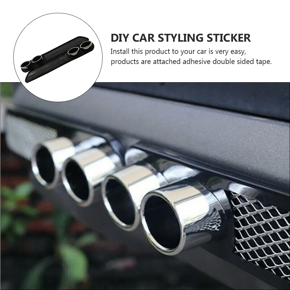 

1 Pair Car Simulation Grid Fake Exhaust Tail Pipe Sticker Car Decorative Decal