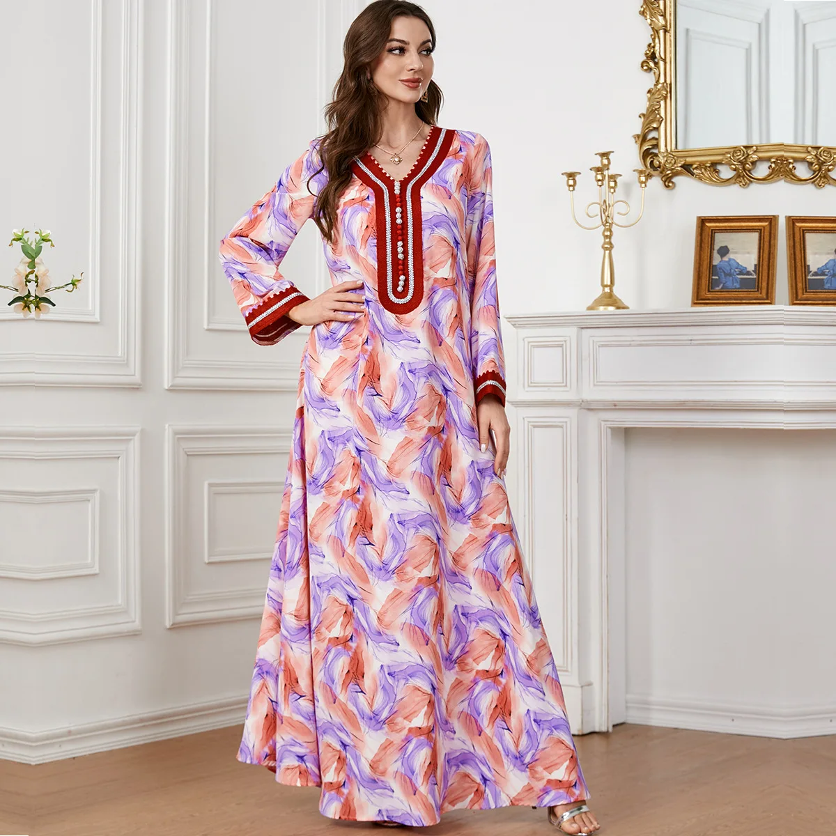 Платье с вышивкой драгоценности модный кафтан арабский Дубайский халат женская