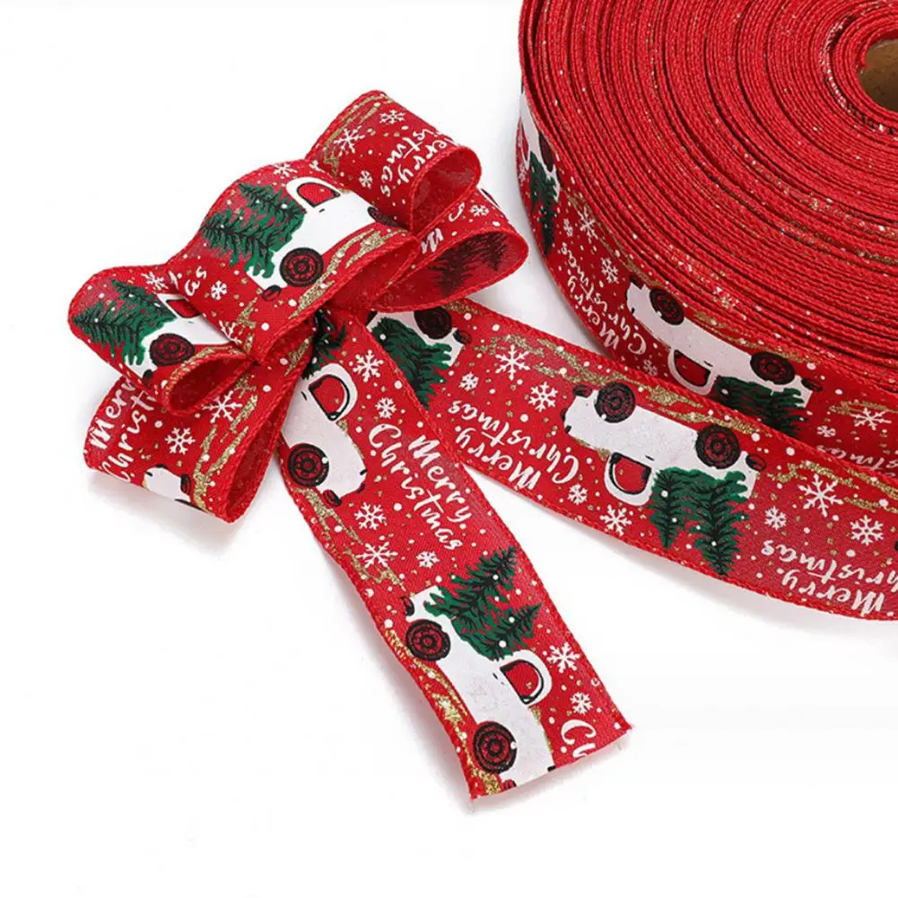 

Tear-resistant Christmas Ribbon Festive Christmas Ribbon for Diy Crafts Decorations Snowman Print Wired Gift Packing Party