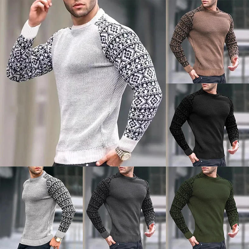 

Waffle Underlay Personalized Sweatshirt Men's 2023 New Autumn Knitted Long Sleeve Printed Youth Slim Fit Top Sweatshirt Traf