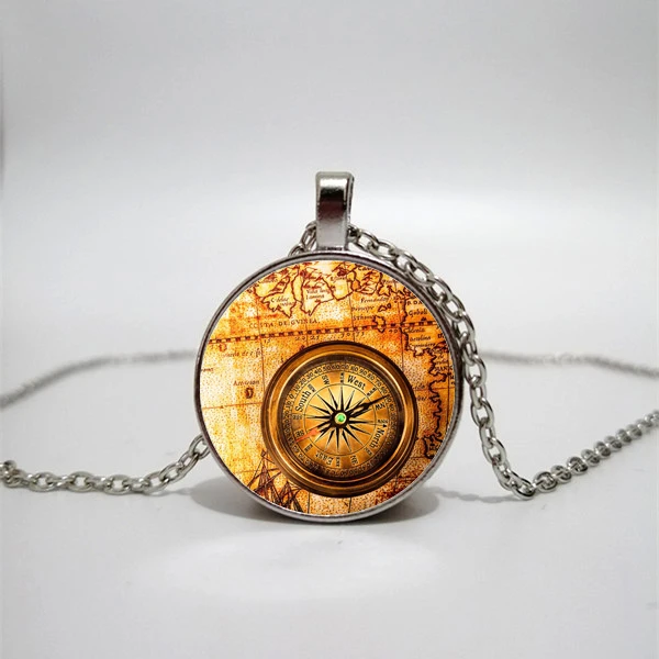 

Compass glass necklace handmade private photo necklace DIY jewelry custom necklace gift direction assistant