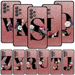 Floral letter pink Phone Case For Samsung A12 A51 A41 A23 for Galaxy A52 A32 A21s A71 A31 A02s A72 A03s A22 A52s A73 A53 Coque