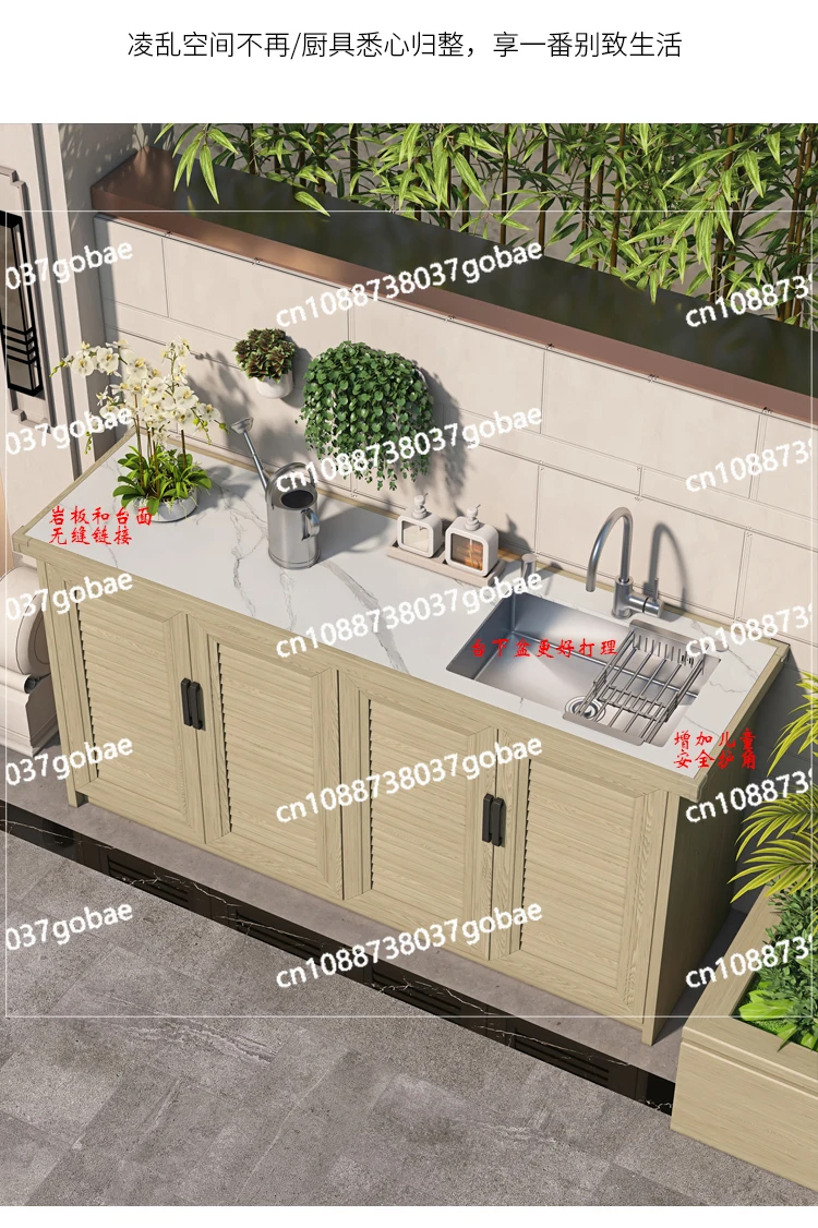 Уличный стиральный стол из алюминиевого сплава с каменной плитой под столом Шкаф