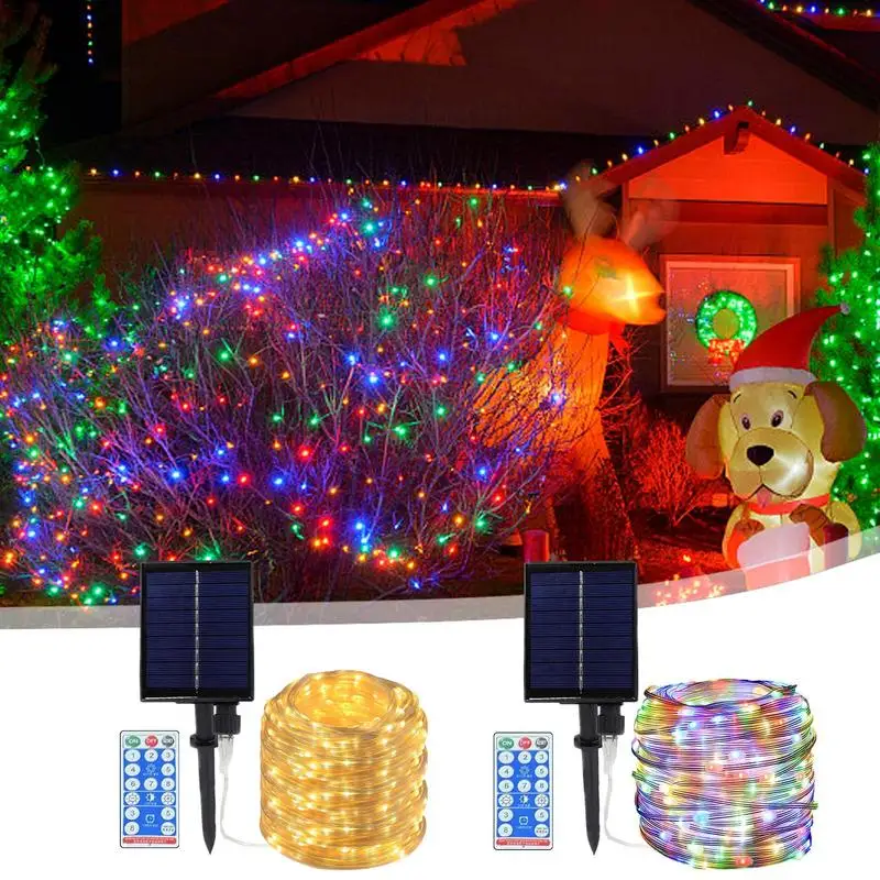 

Solar Fairy Lights IP67 Waterproof Remote Control Fence Lights With 8 Modes 30M/100Ft Christmas Outdoor Lights For Landscape