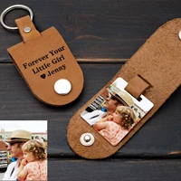 personalized photo keychain custom picture key chain daddy customize leather keyring personalised gift for fathers day birthday