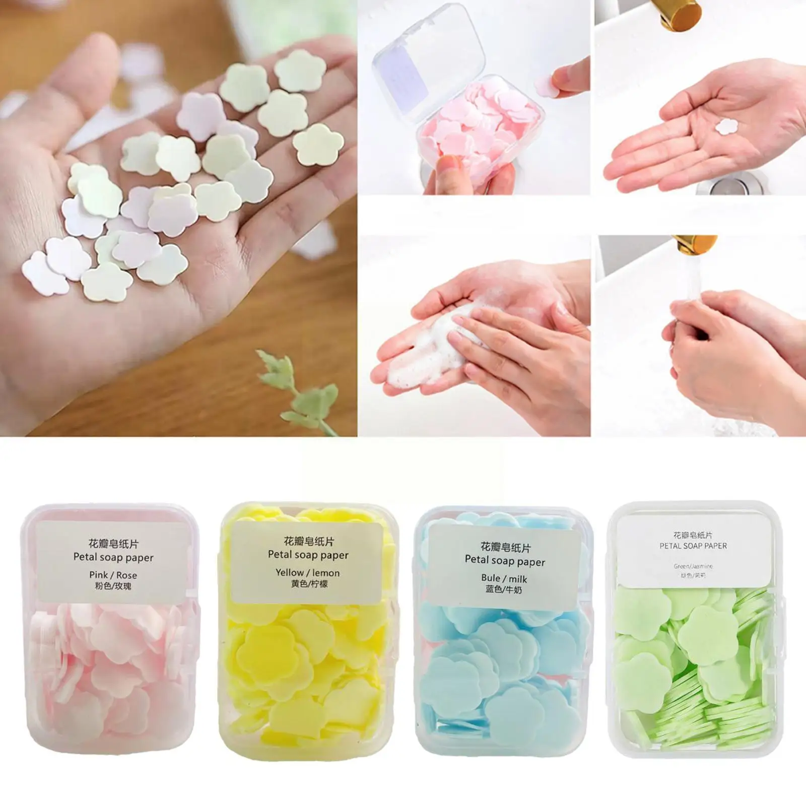

Portable Soap Tablets Petal Lemon Milk Rose Soap Paper Soap Disposable Travel Tablets Tablets Cleaning Soap Hand Sanitizer S7D0