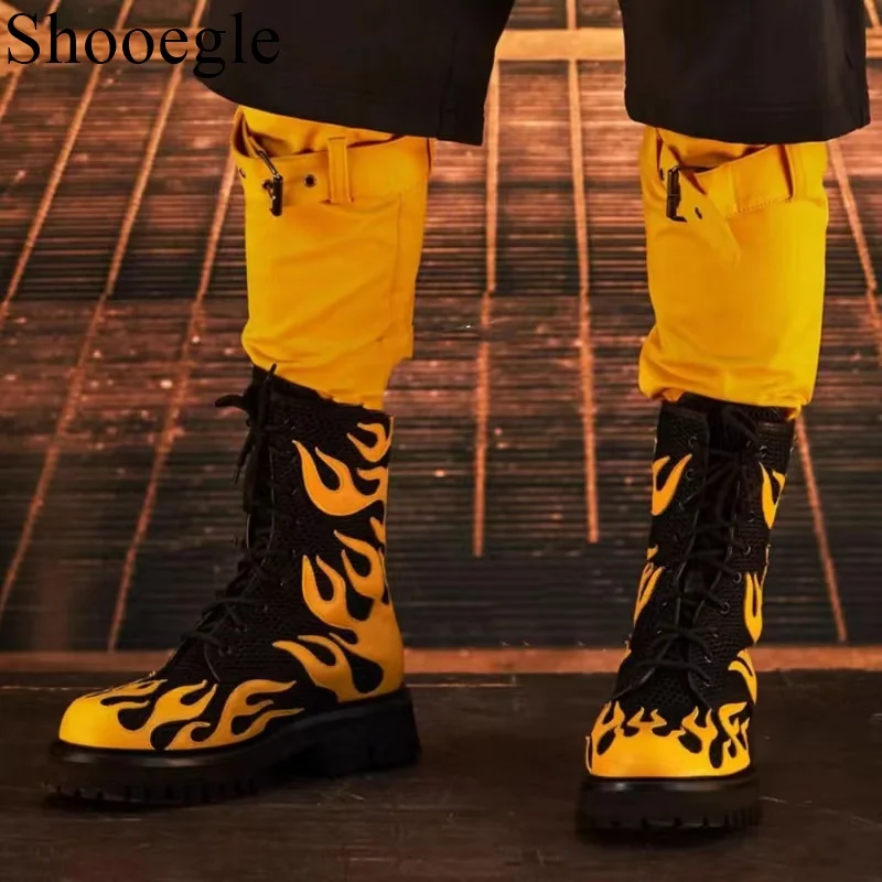 

Мужские яркие сапоги до середины икры, сочетающиеся с цветами, Новое поступление 2023