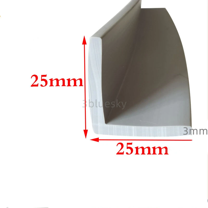 Custom Rubber L Strip Angle Corner Protecor Edge Encloser Shield Collision Avoidance Gasket 25x25mm Grey