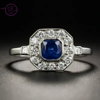 charms navy blue sapphire genuine silver couple engagement ring wholesale lots bulk fine jewelry ring for women