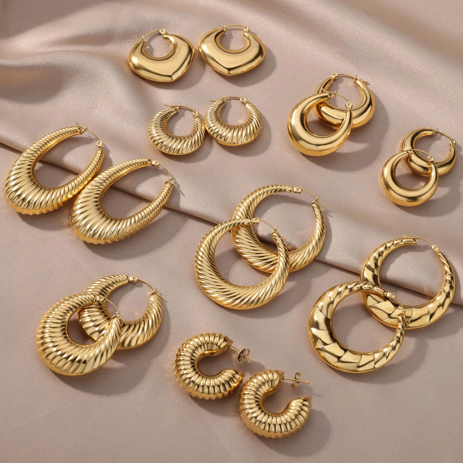 

Luxury Stainless Steel Earrings for Women Gold Plated Vintage Hoop Earrings 2023 Trending Piercing Wedding Jewelry Free Shipping