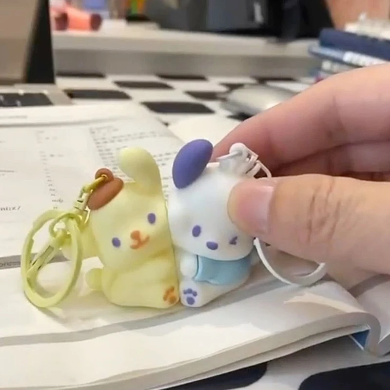 Фото Sanrio пара брелок аниме фигурки Pochacco Purin собака пара брелоки магнитная подвеска дружбы сумка очаровательные аксессуары подарок №1