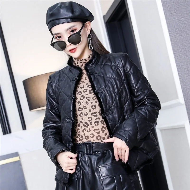 

Vintage genuine leather jacket, casual thick plaid jacket