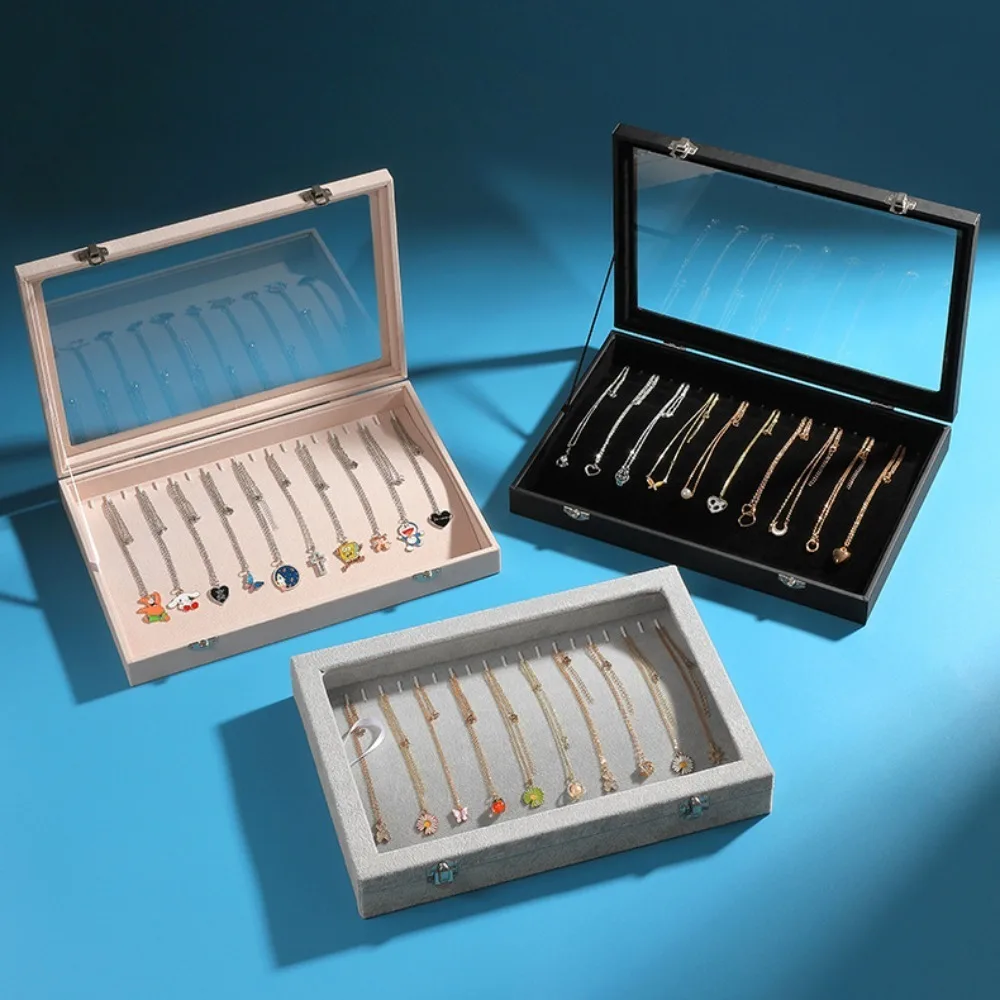 Бархатная бархатная коробка для ожерелья Пыленепроницаемая квадратная высокой