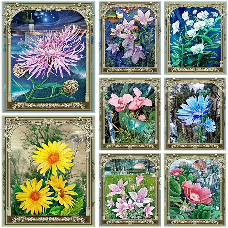 

Набор для алмазной вышивки стразы, набор «сделай сам» 5D с цветами, пейзаж, мозаика с полными кругами, домашний декор, подарки, поделки