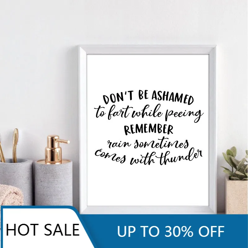 

Black and White Minimalist Restroom Sign Funny Bathroom Quote Wall Art Canvas Painting Poster Print Bathroom Home Room Decor