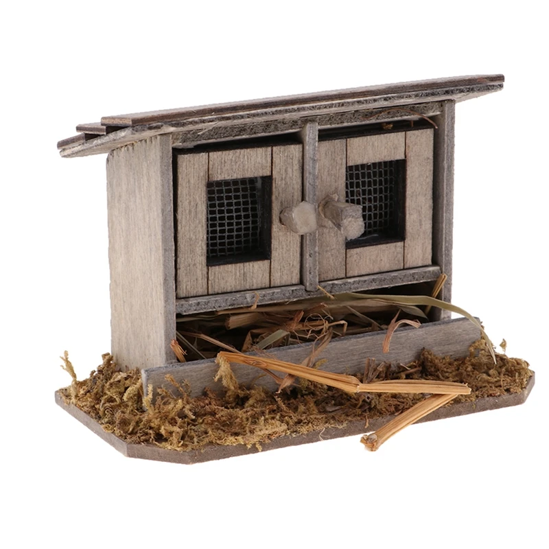 

1/12 Miniatures Dollhouse Wooden Simulation Chicken Coop Decoration For Dollhouse Decoration Accessories
