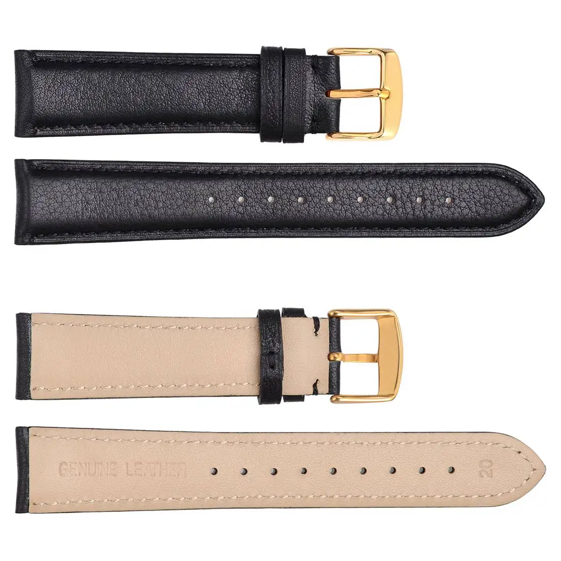 WOCCI Luxury Watchband 18mm 19mm 20mm 21mm 22mm Suede Genuine Leather Watch Strap Gold Classical Style Retro Watch Replacement