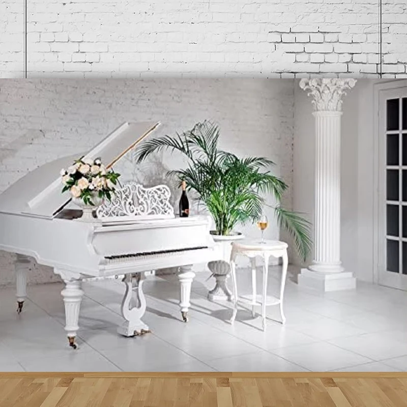 Фон для фотосъемки роскошный интерьер комнаты белое рояльное пианино винные