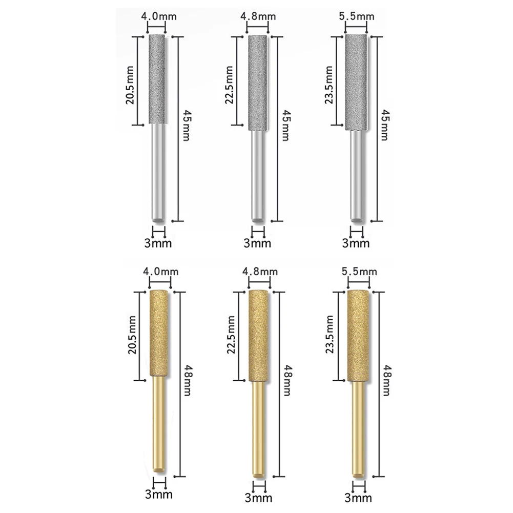 

6pcs Emery Diamond Chainsaw Sharpener 4/4.8/5.5mm Polishing Sharpening Grinding Tool For Chain Saw Teeth Metal Electric Saws