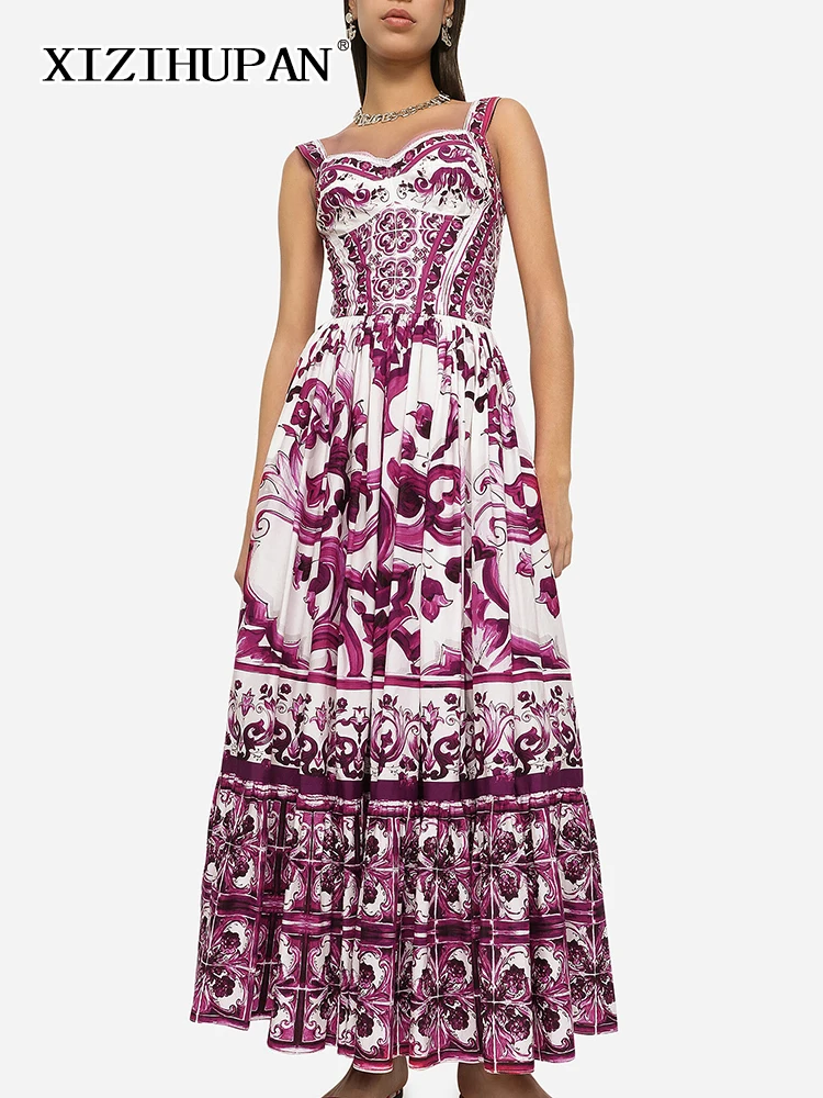 

Платье XIZIHUPAN женское повседневное, кофта с квадратным вырезом, без рукавов, с завышенной талией, в складку, популярный цвет, новый стиль