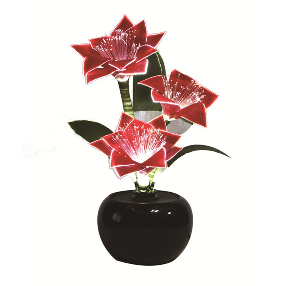 

Home Decoration Simulation Flower Pot Lamp Fiber Optic Flash Homedecor Bouquet Floral Arrangement