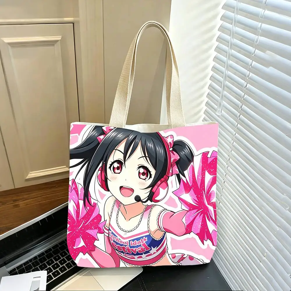 Фото Сумка-шоппер из холщовой ткани с принтом Twin Tail Girl Y-Yazawa Nico Love Live, сумка через плечо, сумка для поездок на работу, сумка для покупок для мам №5