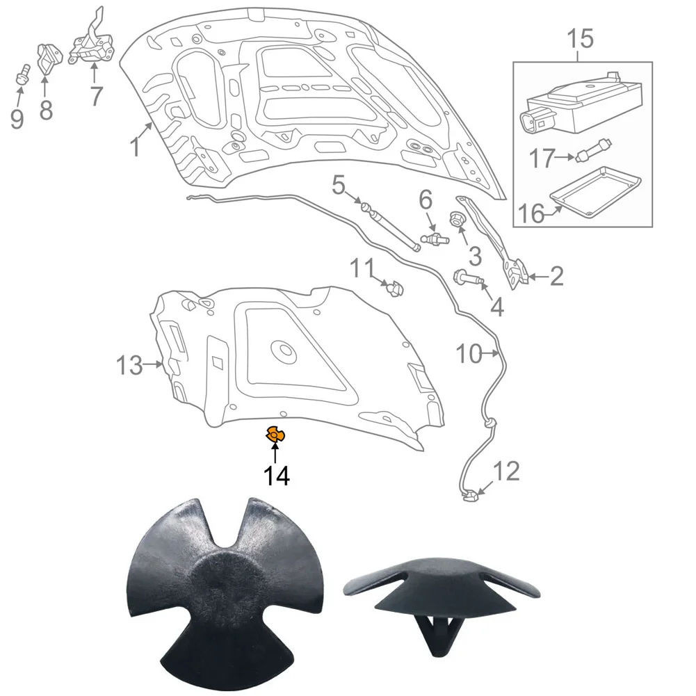 

Car Repair Replacement Part Hood Insulation Retainers Replacement Accessories Fastener Hood Clip Nylon For