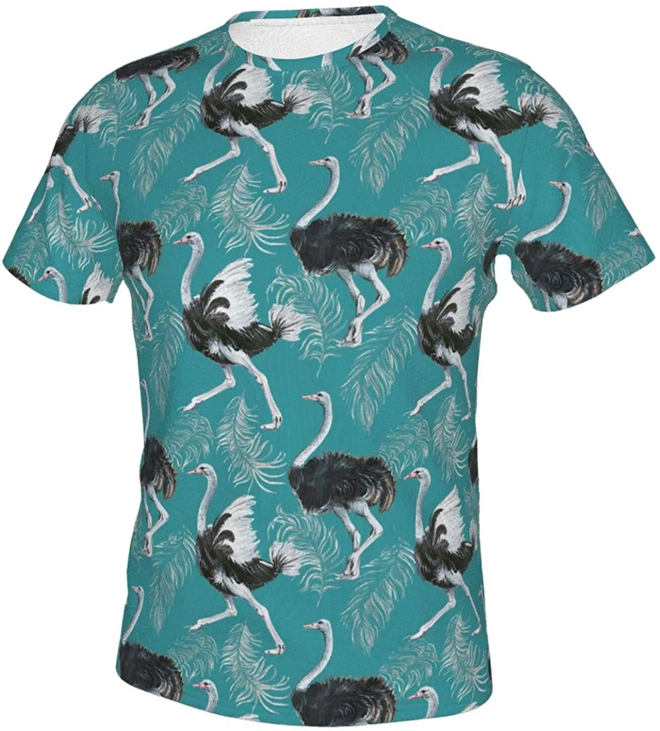 

Футболка мужская с рисунком акварельных птиц и страусов